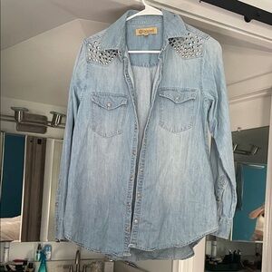 Democracy Studded Light Blue Denim Shirt